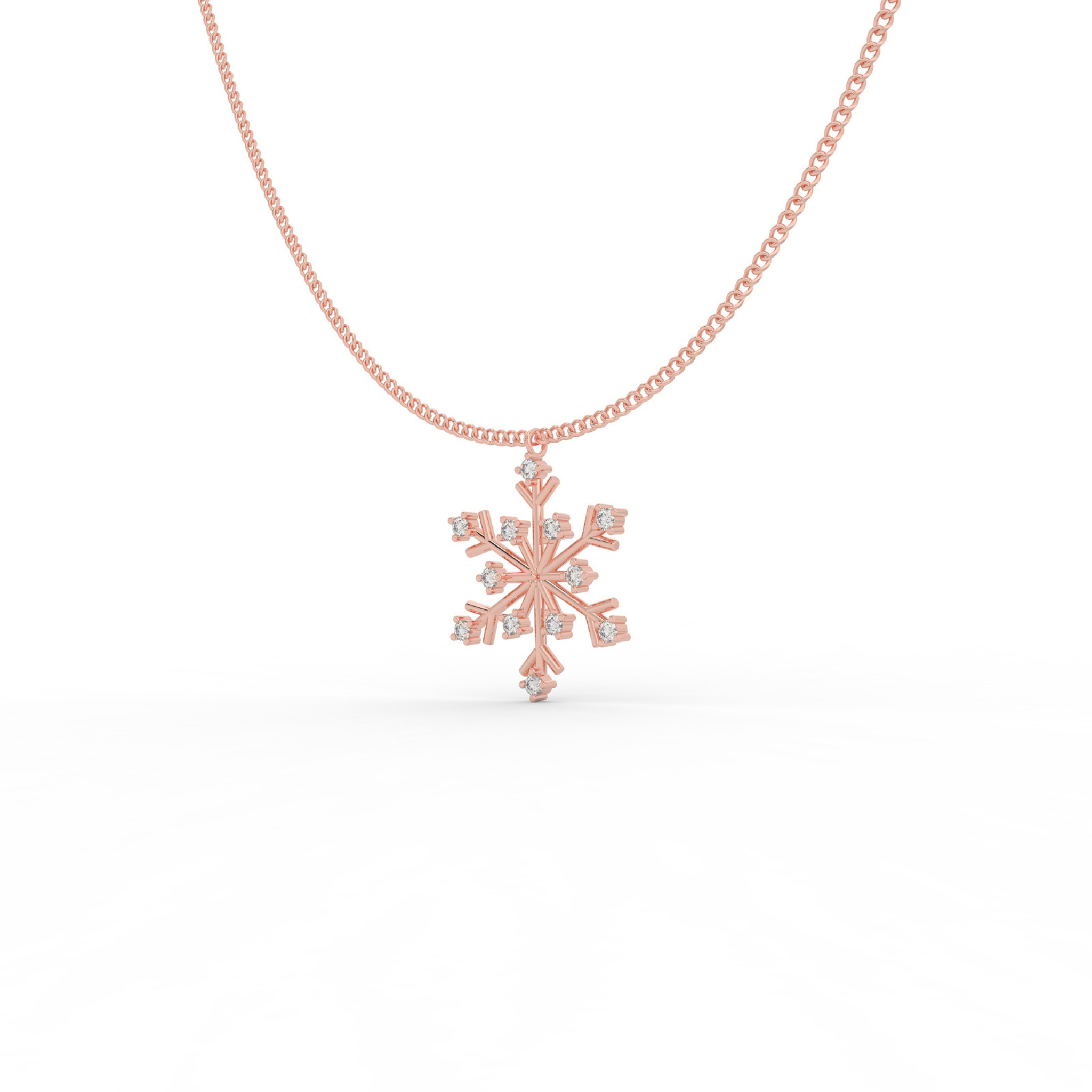 Crystal Snowflake Charm Pendant With Chain - Hallmarked 925 Sterling Silver